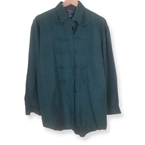 Best American Clothing Co Vintage Green Silk Military Style Blouse